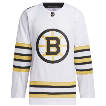 Boston Bruins hoki mez adidas White 100th Anniversary Primegreen Authentic Jersey
