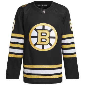 Boston Bruins hoki mez David Pastrnak #88 adidas Black 100th Anniversary Primegreen Authentic