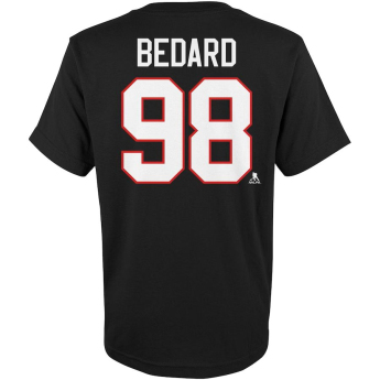 Chicago Blackhawks gyerek póló Connor Bedard #98 Player Name & Number Black