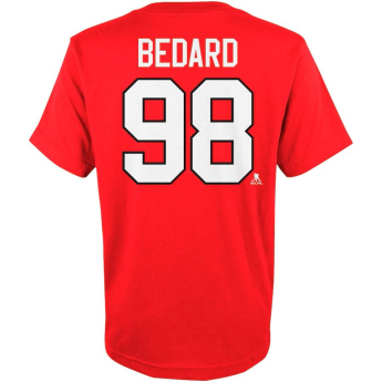 Chicago Blackhawks gyerek póló Connor Bedard #98 Player Name & Number Red