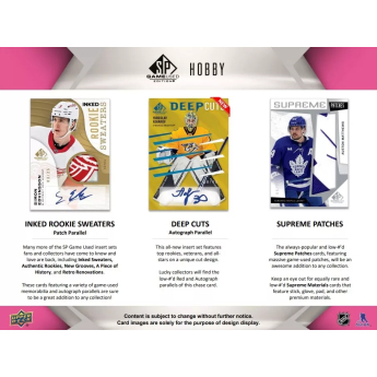 NHL dobozok NHL hokikártyák 2023-24 Upper Deck SP Game Used Hobby Box