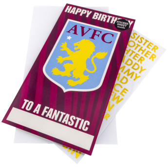 Aston Villa születésnapi képeslap matricákkal Personalised Birthday Card