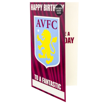 Aston Villa születésnapi képeslap matricákkal Personalised Birthday Card