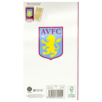 Aston Villa születésnapi képeslap matricákkal Personalised Birthday Card