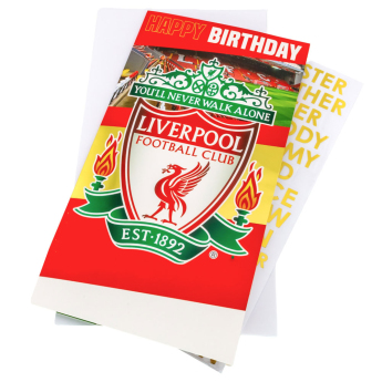 FC Liverpool születésnapi képeslap matricákkal Personalised Birthday Card