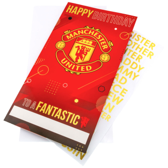 Manchester United születésnapi képeslap matricákkal Personalised Birthday Card