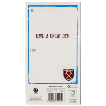 West Ham United gratuláció Crest Birthday Card