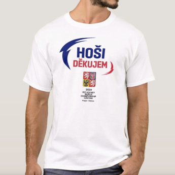 Jégkorong képviselet férfi póló HOŠI DĚKUJEM Ice Hockey World Championship Czechia MS 2024 White