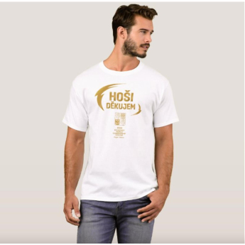 Jégkorong képviselet férfi póló HOŠI DĚKUJEM Ice Hockey World Championship Czechia MS 2024 GOLD EDITION White