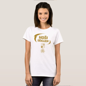 Jégkorong képviselet női póló HOŠI DĚKUJEM Ice Hockey World Championship Czechia MS 2024 GOLD EDITION White