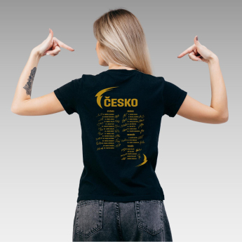 Jégkorong képviselet női póló Ice Hockey World Championship Czechia MS 2024 GOLD EDITION Black