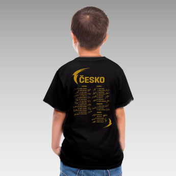 Jégkorong képviselet gyerek póló Ice Hockey World Championship Czechia MS 2024 GOLD EDITION Black