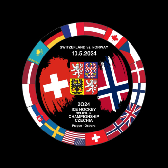 Jégkorong képviselet korong Ice Hockey World Championship Czechia MS 2024 Dueling 10.5.2024 Switzerland vs. Norway