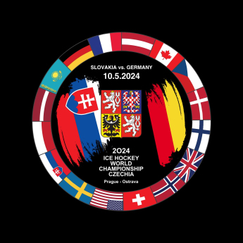 Jégkorong képviselet korong Ice Hockey World Championship Czechia MS 2024 Dueling 10.5.2024 Slovakia vs. Germany