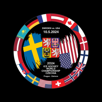 Jégkorong képviselet korong Ice Hockey World Championship Czechia MS 2024 Dueling 10.5.2024 Sweden vs. USA