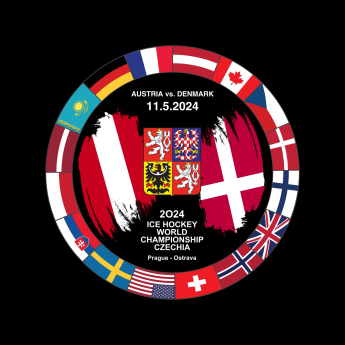 Jégkorong képviselet korong Ice Hockey World Championship Czechia MS 2024 Dueling 11.5.2024 Austria vs. Denmark