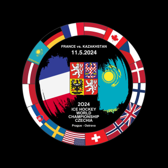 Jégkorong képviselet korong Ice Hockey World Championship Czechia MS 2024 Dueling 11.5.2024 France vs. Kazakhstan