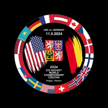 Jégkorong képviselet korong Ice Hockey World Championship Czechia MS 2024 Dueling 11.5.2024 USA vs. Germany