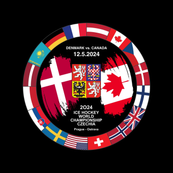 Jégkorong képviselet korong Ice Hockey World Championship Czechia MS 2024 Dueling 12.5.2024 Denmark vs. Canada