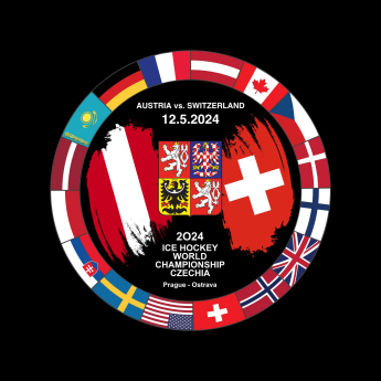 Jégkorong képviselet korong Ice Hockey World Championship Czechia MS 2024 Dueling 12.5.2024 Austria vs. Switzerland