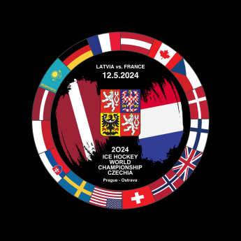 Jégkorong képviselet korong Ice Hockey World Championship Czechia MS 2024 Dueling 12.5.2024 Latvia vs. France
