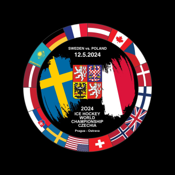 Jégkorong képviselet korong Ice Hockey World Championship Czechia MS 2024 Dueling 12.5.2024 Sweden vs. Poland