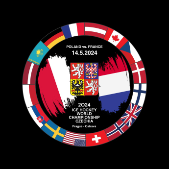 Jégkorong képviselet korong Ice Hockey World Championship Czechia MS 2024 Dueling 14.5.2024 Poland vs. France