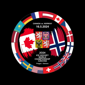 Jégkorong képviselet korong Ice Hockey World Championship Czechia MS 2024 Dueling 16.5.2024 Canada vs. Norway