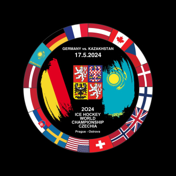Jégkorong képviselet korong Ice Hockey World Championship Czechia MS 2024 Dueling 17.5.2024 Germany vs. Kazakhstan