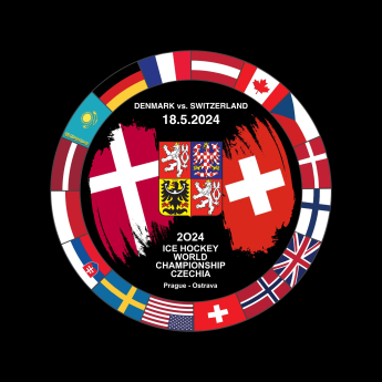 Jégkorong képviselet korong Ice Hockey World Championship Czechia MS 2024 Dueling 18.5.2024 Denmark vs. Switzerland