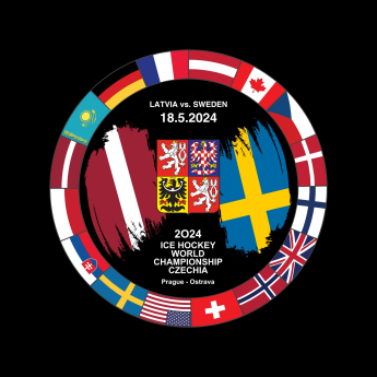 Jégkorong képviselet korong Ice Hockey World Championship Czechia MS 2024 Dueling 18.5.2024 Latvia vs. Sweden