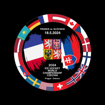 Jégkorong képviselet korong Ice Hockey World Championship Czechia MS 2024 Dueling 18.5.2024 France vs. Slovakia