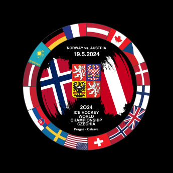 Jégkorong képviselet korong Ice Hockey World Championship Czechia MS 2024 Dueling 19.5.2024 Norway vs. Austria