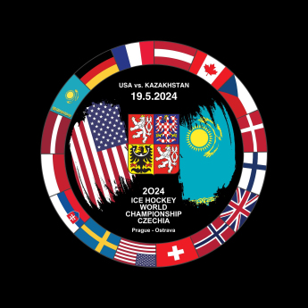 Jégkorong képviselet korong Ice Hockey World Championship Czechia MS 2024 Dueling 19.5.2024 USA vs. Kazakhstan