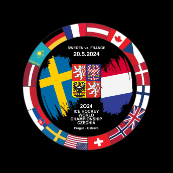 Jégkorong képviselet korong Ice Hockey World Championship Czechia MS 2024 Dueling 20.5.2024 Sweden vs. France