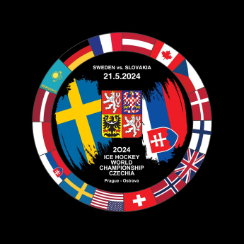 Jégkorong képviselet korong Ice Hockey World Championship Czechia MS 2024 Dueling 21.5.2024 Sweden vs. Slovakia