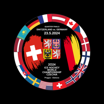 Jégkorong képviselet korong Ice Hockey World Championship Czechia MS 2024 Dueling 23.5.2024 Switzerland vs. Germany