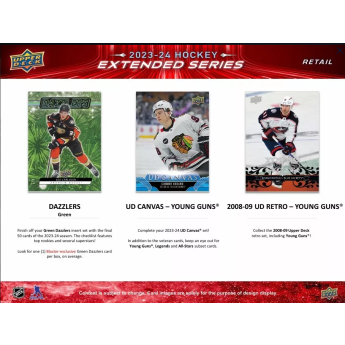 NHL dobozok NHL hokikártyák 2023-24 Upper Deck Extended Series Hockey Blaster Box