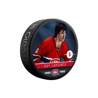 Montreal Canadiens korong Guy Lapointe #5 Souvenir Collector Hockey Puck