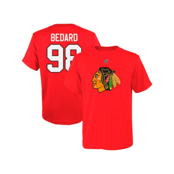 Chicago Blackhawks gyerek póló Connor Bedard Chicago Blackhawks Flat Name & Number Ctn Tee