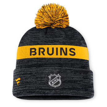 Boston Bruins téli sapka Authentic Pro Rink Beanie Cuff With POM