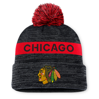 Chicago Blackhawks téli sapka Authentic Pro Rink Beanie Cuff With POM