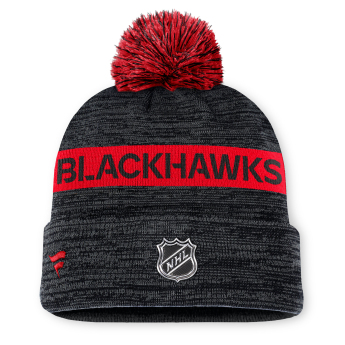 Chicago Blackhawks téli sapka Authentic Pro Rink Beanie Cuff With POM