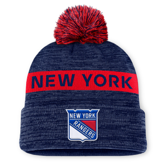 New York Rangers téli sapka Authentic Pro Rink Beanie Cuff With POM