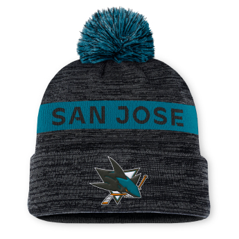 San Jose Sharks téli sapka Authentic Pro Rink Beanie Cuff With POM