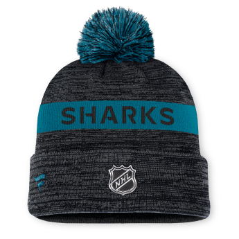 San Jose Sharks téli sapka Authentic Pro Rink Beanie Cuff With POM