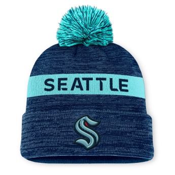 Seattle Kraken téli sapka Authentic Pro Rink Beanie Cuff With POM