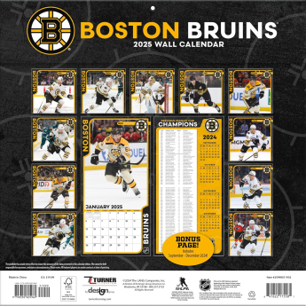 Boston Bruins naptár 2025 Wall Calendar