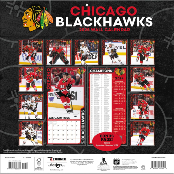 Chicago Blackhawks naptár 2025 Wall Calendar