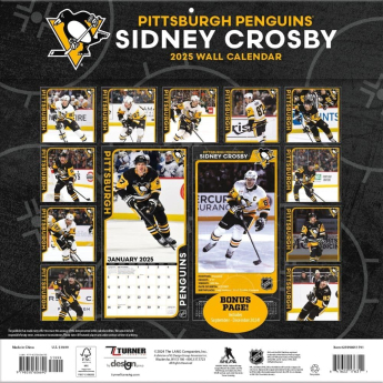 Pittsburgh Penguins naptár Sidney Crosby #87 2025 Wall Calendar